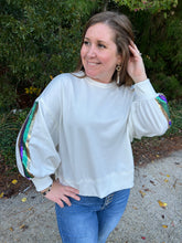 Load image into Gallery viewer, Mardi Gras Sequin Stripes Millie Sweatshirt