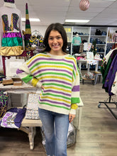 Load image into Gallery viewer, Mardi Gras Stripe Sweater