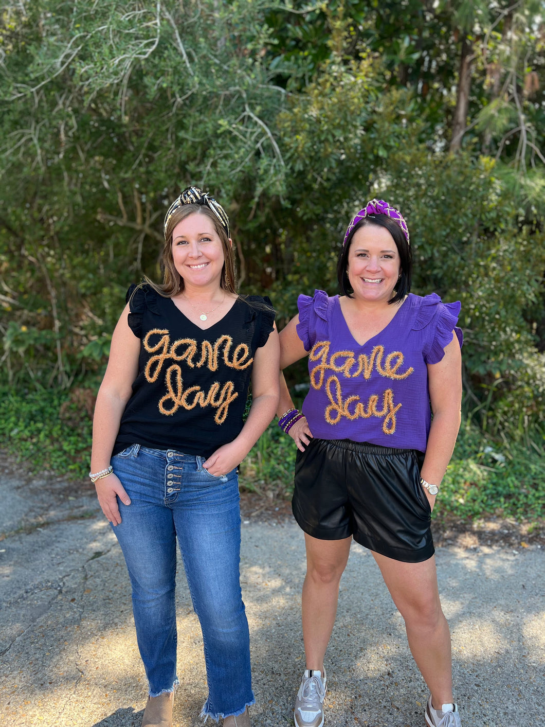 Game Day Metallic Letter Top