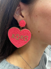 Load image into Gallery viewer, Beaded XOXO Heart Earrings