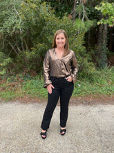 Load image into Gallery viewer, SY5758 Metallic Surplice Bodysuit