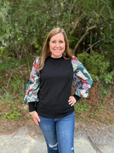Load image into Gallery viewer, G21302 Mixed Print Peasant Sleeves Top