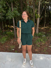 Load image into Gallery viewer, Short Sleeve Collared Romper with Pockets