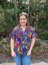 Load image into Gallery viewer, H9468-1 Print Collarless Short sleeve top