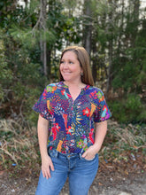Load image into Gallery viewer, H9468-1 Print Collarless Short sleeve top