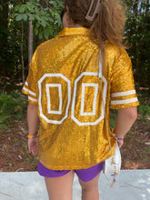 Load image into Gallery viewer, Lapel Collar Button Down Jersey Style Sequin Top