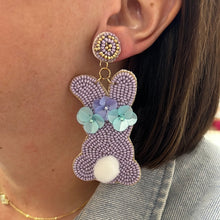 Load image into Gallery viewer, Easter Bunny and Flower Bead Earrings