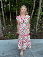 Load image into Gallery viewer, Cap Sleeve Floral Print Poplin Tiered Dress