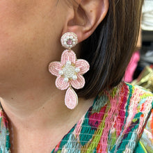 Load image into Gallery viewer, Seed Bead and Flower Drop Earrings
