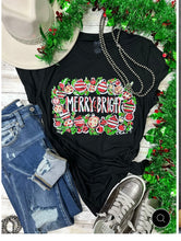 Load image into Gallery viewer, Merry and Bright Christmas v neck tee
