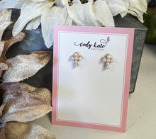 Load image into Gallery viewer, CK Designs Pearl Cross Earrings