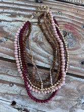 Load image into Gallery viewer, Multi Layered Wood and Gold Necklace