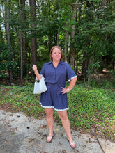 Load image into Gallery viewer, SY7053 Collared Romper with Ric Rac Trim