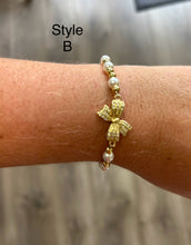 Load image into Gallery viewer, CK Designs 18k Gold Plated Bow Bracelet with Pearls