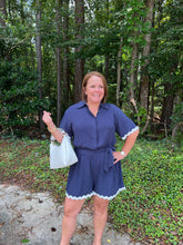 Load image into Gallery viewer, SY7053 Collared Romper with Ric Rac Trim