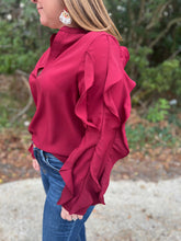 Load image into Gallery viewer, GT6151 V-Neck Ruffle Sleeve Top