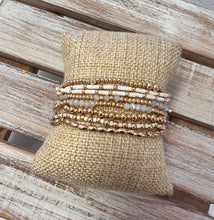 Load image into Gallery viewer, Set of 8 Seed Bead &amp; Crystal Stretch Bracelet
