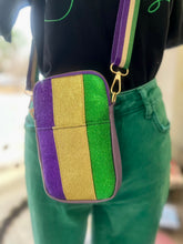 Load image into Gallery viewer, Faux Leather Mardi Gras Sparkle Small Crossbody Bag