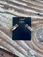 Load image into Gallery viewer, Two Tone Triple Layered Twisted Hoops