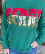 Load image into Gallery viewer, Sequin Merry Lettering Sweater Top