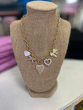 Load image into Gallery viewer, CK Designs Hearts and Bows Pearl Charm Necklace