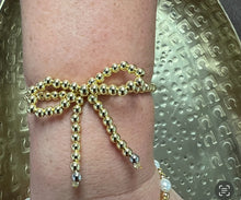Load image into Gallery viewer, CK Designs Gold Beaded Bow Bracelet