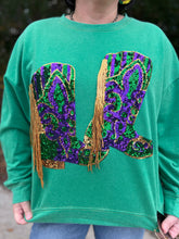 Load image into Gallery viewer, IP8232G-28 VINTAGE WASHED Fringed Mardi Gras Boots Pullover