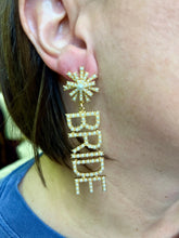 Load image into Gallery viewer, Pave BRIDE letter drop earrings