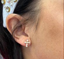 Load image into Gallery viewer, CK Designs Pearl Cross Earrings