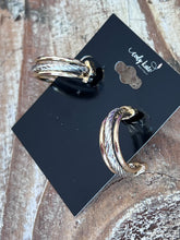 Load image into Gallery viewer, Two Tone Triple Layered Twisted Hoops