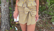 Load image into Gallery viewer, Gingham Print Front Self Tie Pencil Skirt