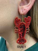 Load image into Gallery viewer, Crawfish Beaded Earrings