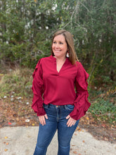 Load image into Gallery viewer, GT6151 V-Neck Ruffle Sleeve Top