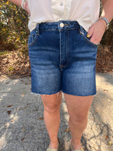 Load image into Gallery viewer, Risen High Rise Raw Cut Hem Side Slit Shorts