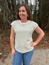 Load image into Gallery viewer, Striped Capped Sleeve Top