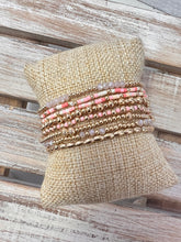Load image into Gallery viewer, Set of 8 Seed Bead &amp; Crystal Stretch Bracelet