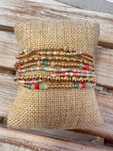 Load image into Gallery viewer, Set of 8 Seed Bead &amp; Crystal Stretch Bracelet