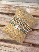 Load image into Gallery viewer, Set of 5 Seed Bead and Cross Bracelets