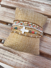 Load image into Gallery viewer, Set of 5 Seed Bead and Cross Bracelets
