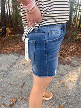 Load image into Gallery viewer, Risen High Rise Clean Cut hem with small distressed shorts