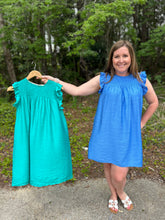 Load image into Gallery viewer, K5340 Smocked Yoke Short Ruffle Sleeves Dress with Back Keyhole and No Lining