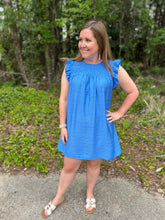 Load image into Gallery viewer, K5340 Smocked Yoke Short Ruffle Sleeves Dress with Back Keyhole and No Lining