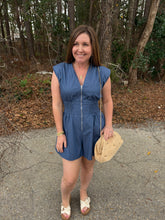Load image into Gallery viewer, V-neck shoulder padded romper