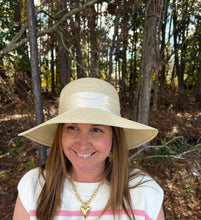 Load image into Gallery viewer, Bow Accent Two Tone Woven Straw Summer hat