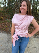 Load image into Gallery viewer, Boat Neck Waist Tie Blouse