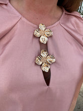 Load image into Gallery viewer, Round Neck Short Bubble Hem Sleeve Top with Button Detail