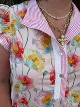 Load image into Gallery viewer, Ruffled cap sleeves front button up floral dress with side pockets