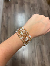 Load image into Gallery viewer, Gold Water Resistant Glass Crystal Set of 6 stretch bracelets