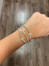 Load image into Gallery viewer, Set of 3 Pearl Cross Stretch Bracelets