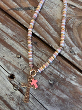 Load image into Gallery viewer, Beaded and Gold with Gold Cross Charm Necklace